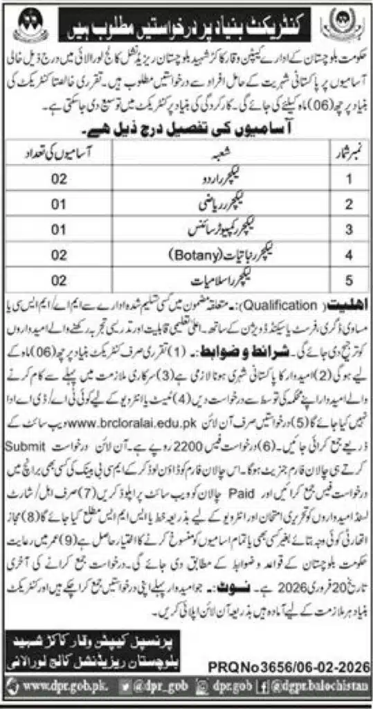 Lecturer Jobs in Quetta