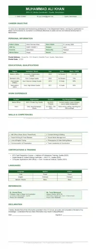 How to Make a CV for Government Jobs in Pakistan 2026