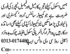 Private School Teaching Jobs in Quetta 2026