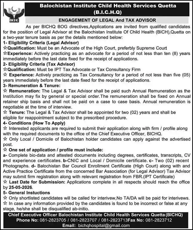 Balochistan Institute of Child Health Services Quetta
