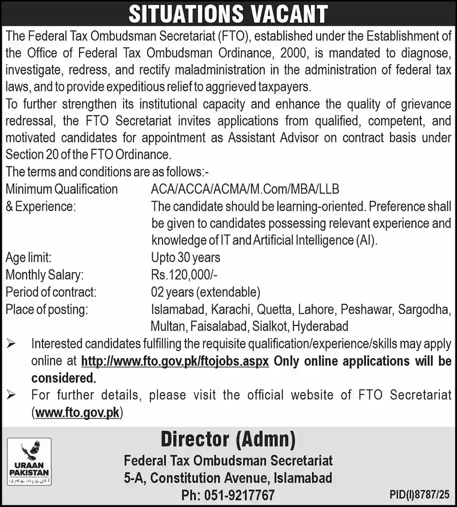 Federal Tax Ombudsman Secretariat (FTO) jobs