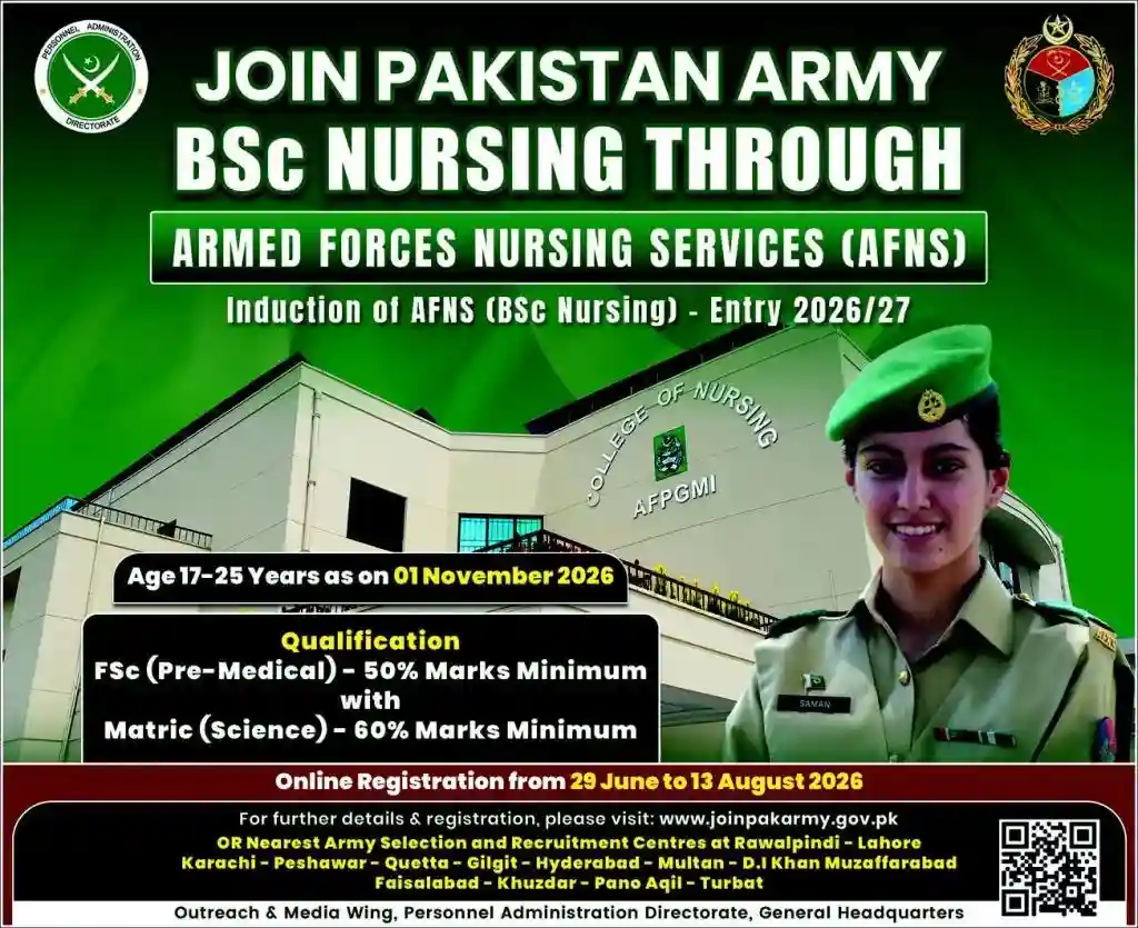 Pakistan Army BSc Nursing Jobs (AFNS)