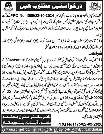 Population Welfare Department Balochistan Jobs