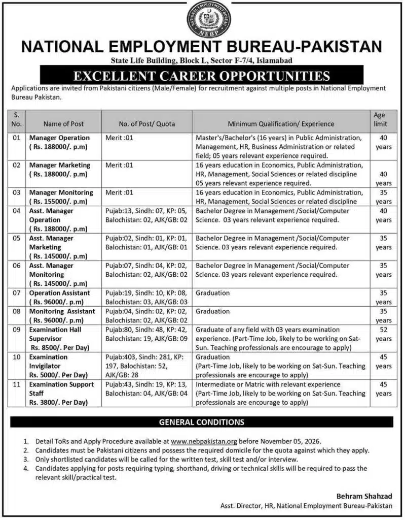NEB Pakistan Jobs 2026